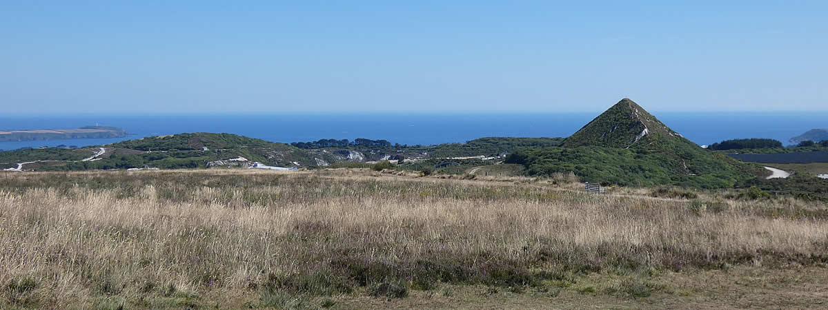 Views to the south from Caerloggas Downs